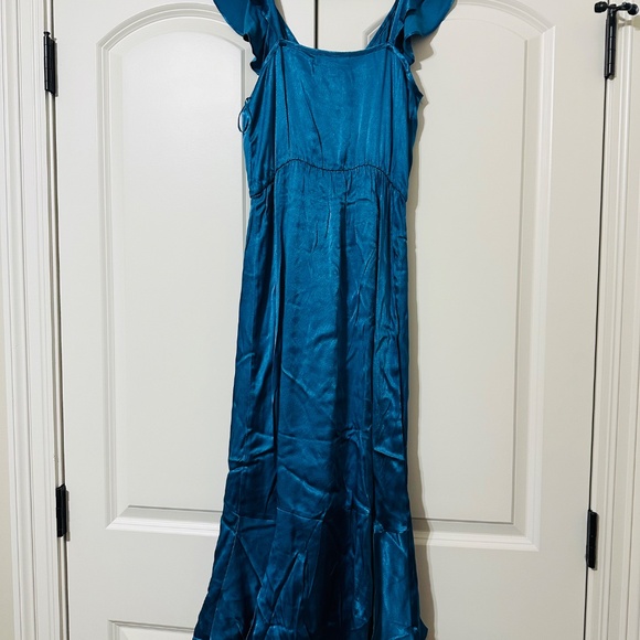 Socialite Ruffle Satin Faux Wrap Dress - Picture 3 of 4
